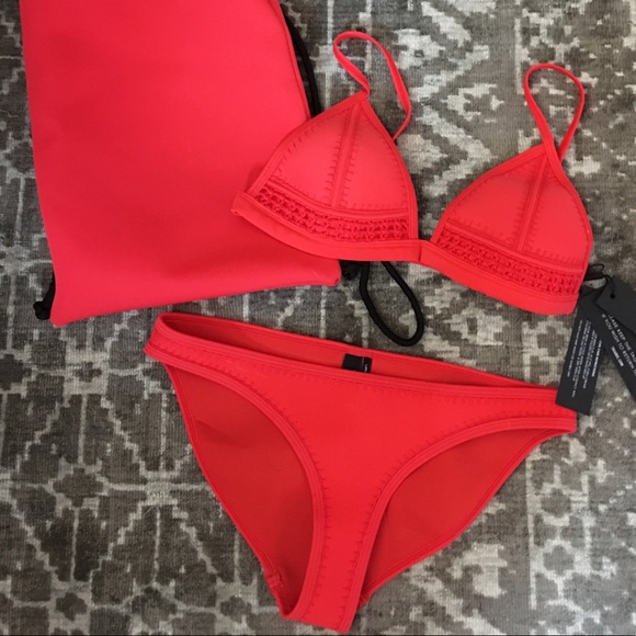 triangl swimwear Other - Triangl red crochet bikini top is S++ bottom is Lg